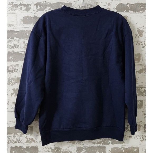 Basic Editions Women's Size Medium Christmas Granny Sweatshirt Crew Neck Navy - Picture 2 of 3